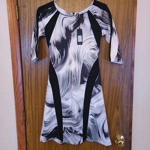 Yoana Baraschi Abstract Black and White Dress in Size Medium